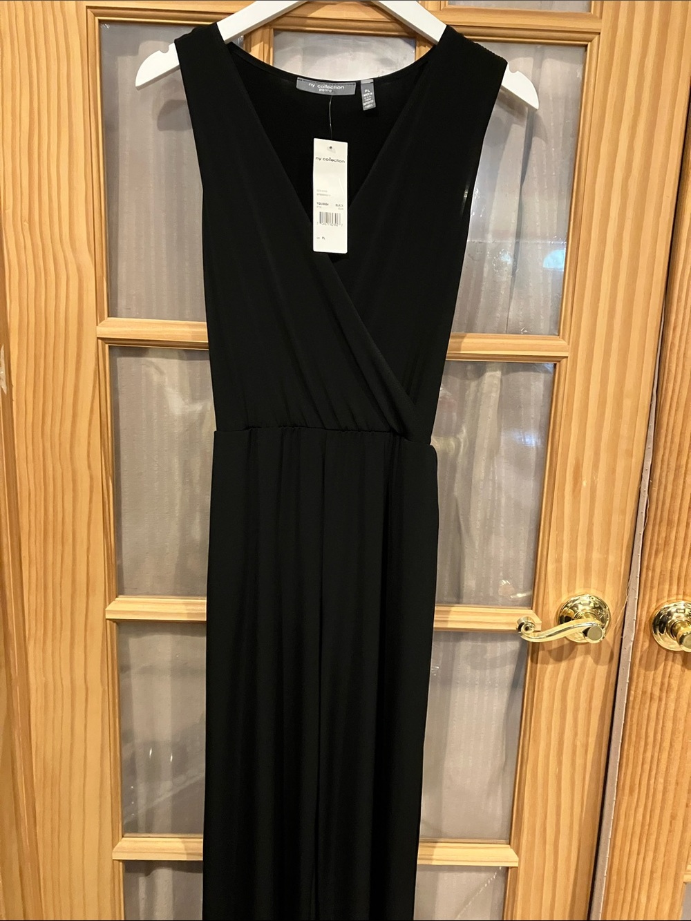 NY Collection Black Sleeveless Wrap-Front Jumpsuit